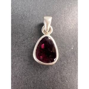 NEW Rubellite pink tourmaline sterling silver pendant 1.65 grams